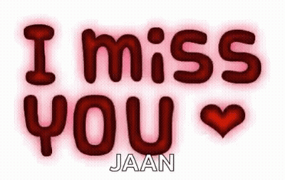 I Miss You Jaan Red Letters With Heart GIF