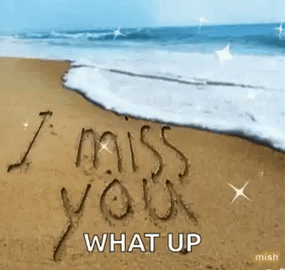 I Miss You Written In Sand On Beach GIF