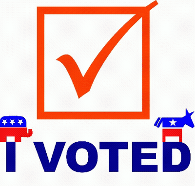 I Voted Sign With Orange Check Mark GIF