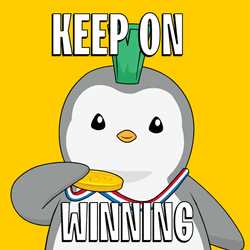 I Win Pudgy Penguin Kissing Medal GIF
