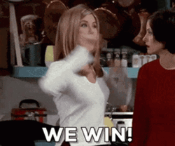 I Win Rachel Celebrating Friends GIF