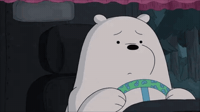 Ice Bear From We Bare Bears Sitting In Car In Underwear GIF