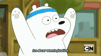 Ice Bear From We Bare Bears Wants Justice With His Arms In The Air GIF