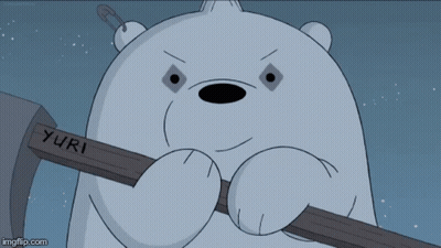 Ice Bear Holding Stick Saying Yuri GIF