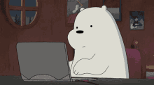 Ice Bear Laptop Typing Working Busy