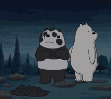 Ice Bear Pushing Panda Off Balance