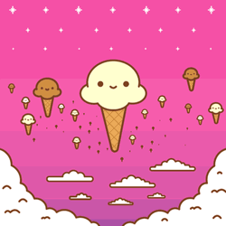 Ice Cream Clouds Kawaii Art GIF