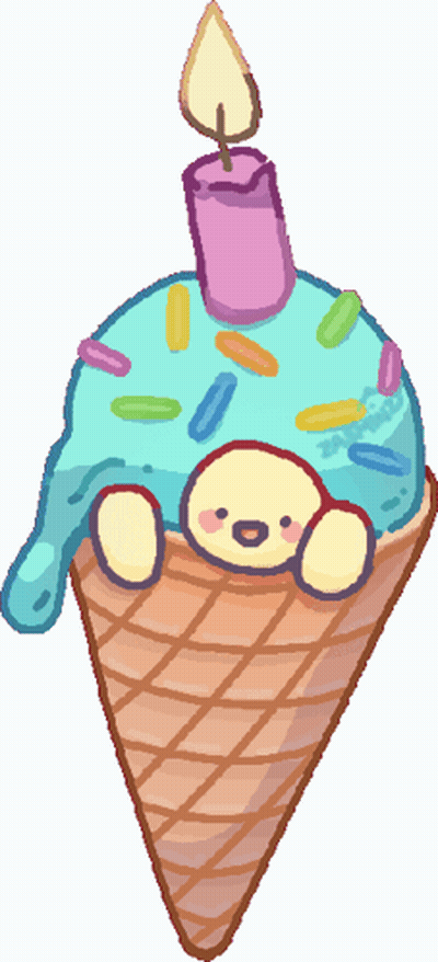 Ice Cream Cone With Birthday Candle GIF