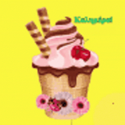 Ice Cream Cone With Cherry GIF