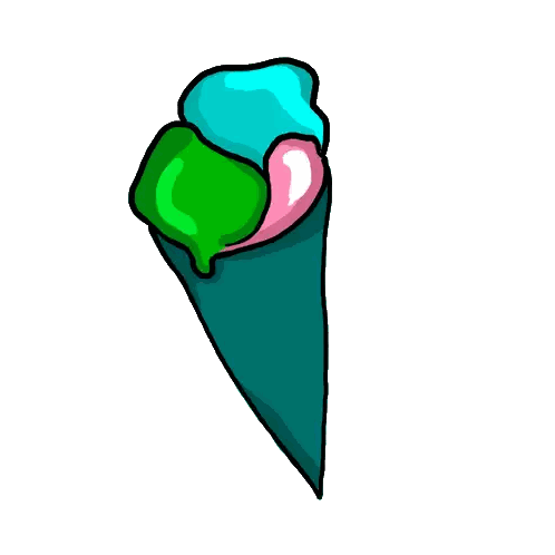 Ice Cream Cone With Green And Blue Flavors Sticker