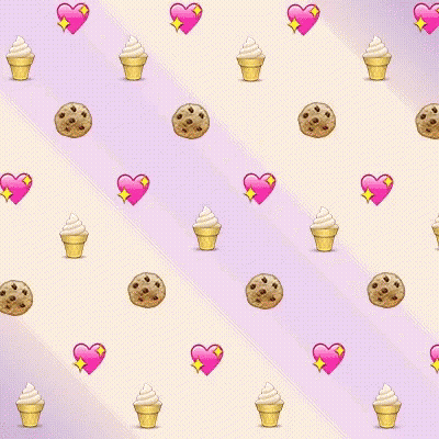 Ice Cream Cones Cookies and Hearts Pattern