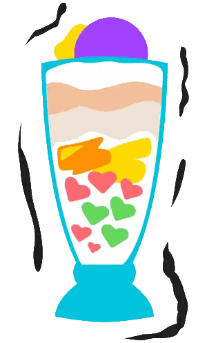 Ice Cream Cup With Hearts Sticker
