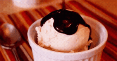 Ice Cream Scoop With Chocolate Sauce GIF