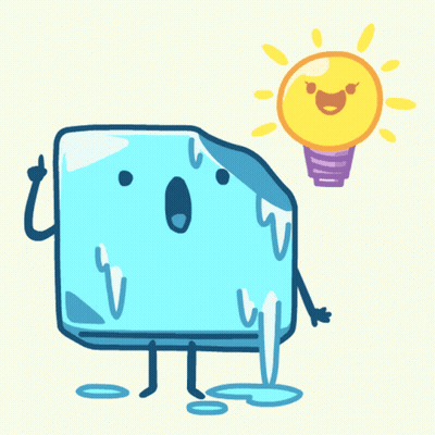 Ice Cube Character with Light Bulb