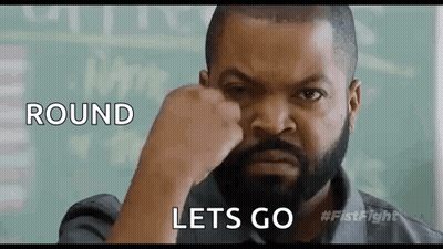 Ice Cube Fist Bump Chalkboard Saying Round Lets Go GIF