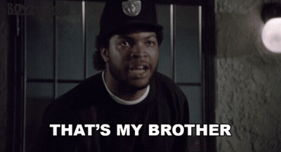 Ice Cube In Hat Says That's My Brother GIF