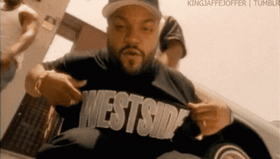 Ice Cube In Westside T-Shirt Sitting On Floor GIF