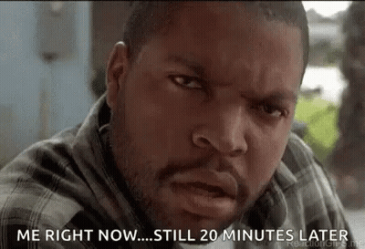 Ice Cube Is Making A Funny Face And Saying `` Me Right Now ... Still 20 Minutes Later `` . GIF