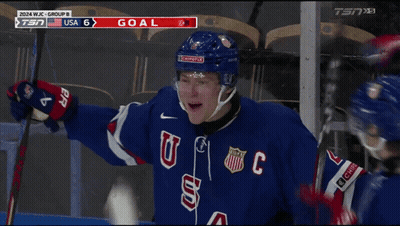 Ice Hockey Players Celebrating Goal For USA GIF