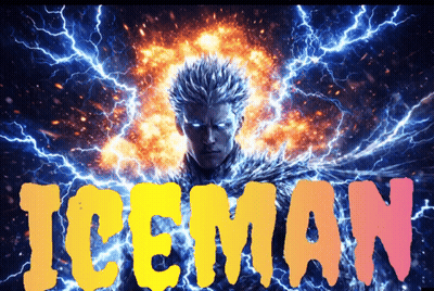 Iceman Word On Blue Lightning GIF