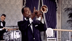 Iconic Louis Armstrong Playing Bugle GIF
