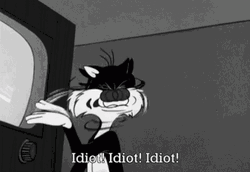 Idiot Sylvester Reacting To Tv GIF