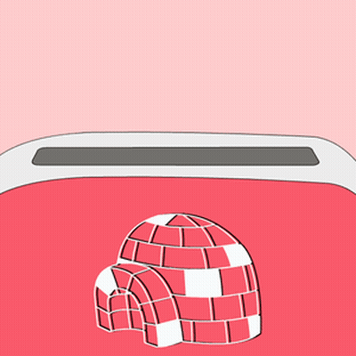 Igloo In A Toaster On Pink Background GIF