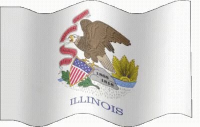 Illinois State Flag With Eagle And Shield GIF