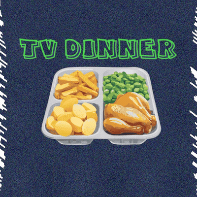 Illustration Of TV Dinner With Chicken Potatoes And Green Peas GIF