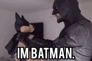 Im Batman Headbutts Staffed Dog GIF