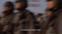 Im Doing My Part Laughing Soldier GIF