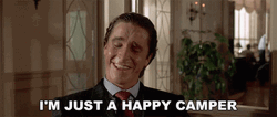 Im Just A Happy Camper Christian Bale GIF