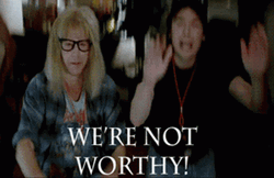 Im Not Worthy Mike Myers Bowing Waynes World GIF