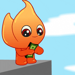 Im Rich Cartoon Flame Tossing Money GIF