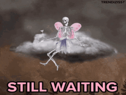 Impatiently Waiting Pink Butterfly Skeleton Fairy GIF