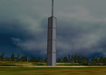 Implosion Of Animated Thin Building GIF
