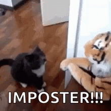 Imposter Cat Striking Stuffed Toy Tiger GIF