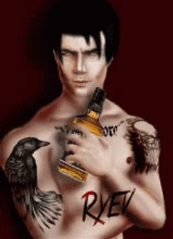 Imvu Asian Tattooed Guy Drinking GIF
