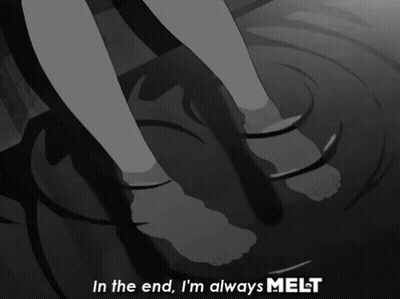 In The End I 'M Always Melt Written On A Black And White Photo GIF