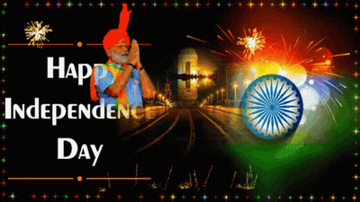 Independence Day Greeting Card Fireworks Man In Turban GIF