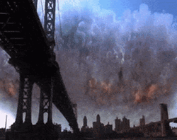 Independence Day Movie Spaceship Come Out From Clouds GIF