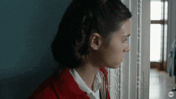 India Eisley Peeking From The Wall GIF
