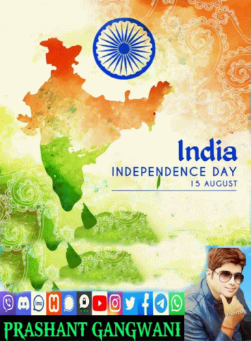 India Independence Day Map Poster GIF