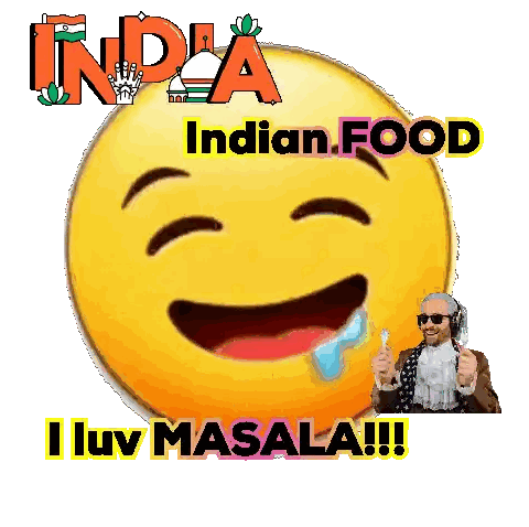 India Indian Food Smiley Advertisement Sticker