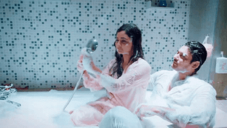 Indian Couple Taking Bath GIF