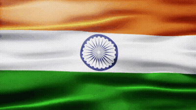 Indian Flag Waving With Blue Circle GIF