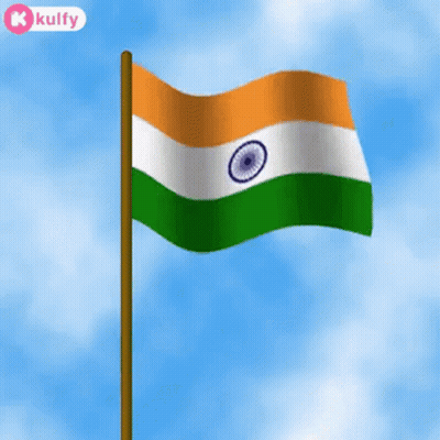 Indian Flag Waving With K Kulfy Logo GIF