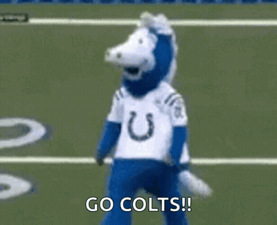 Indiana Colts Mascot Dancing On Field GIF