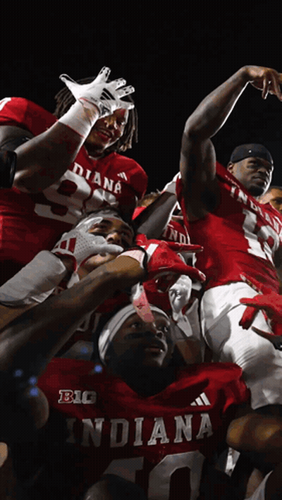 Indiana Football Players Celebrating Win
