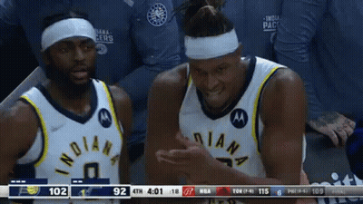 Indiana Pacers Basketball Players Sitting GIF